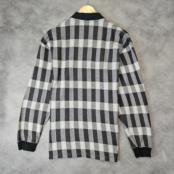 Vintage Lacoste Rugby T-shirt Polo shirt Long Sleeve Tee L Rugby Shirt check - Picture 4 of 4